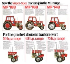 Vintage Massey Ferguson 148 168 188 Super-Spec Tractor Poster Brochure Art  A3