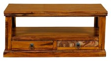 Ganga Sheesham Indian Wood Coffee Table with Shelf - 100cm