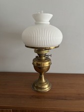 Vintage Samuel Heath And Sons  Duplex Brass Oil Lamp & Shade With Chimney 52cm