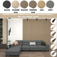 Luxury Acoustic Wall Slatted 3D Wood Veneer Decorative Panels - 240cm x 60cm