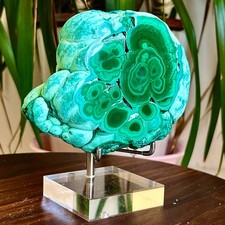 2.41LB Natural green peacock stone high-quality block crystal polished pattern