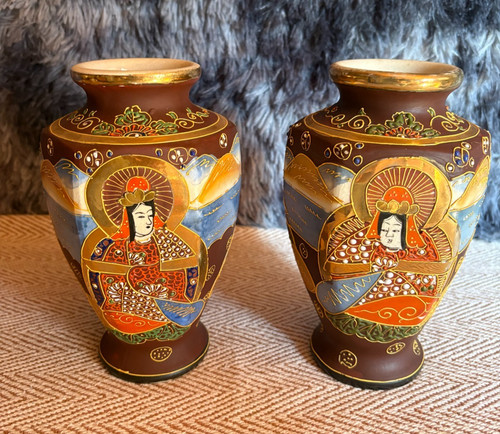 Pair vintage japanese satsuma - vintage,
