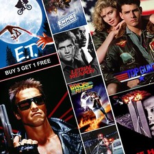 Best Classic 80's Movie Posters A4 A3 HD Prints Vintage Die Hard Terminator E.T