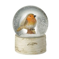 Christmas Robin Design Festive Snow Globe Wooden Effect Base by Heaven Sends