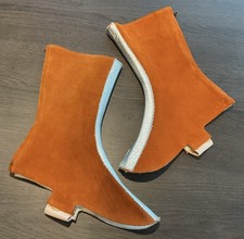 Genuine 1960s Silver And Orange Suede Spats By Donna Carmela, Paris