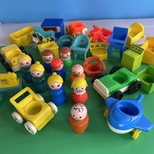 Vintage Fisher-Price Little People Wooden / plastic Figures & Vehicles Set etc