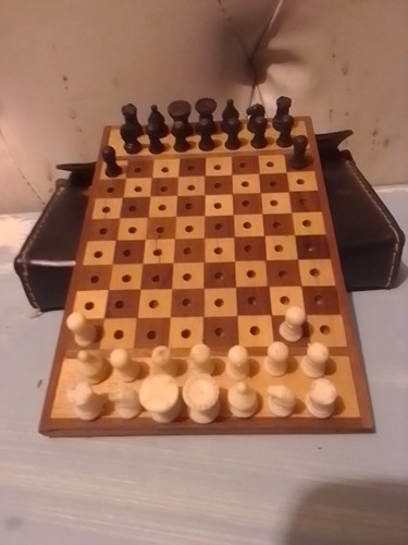 Vintage wooden travel - vintage, chess