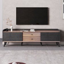 Modern TV Stand Cabinet Unit with Sliding Doors, Storage Drawers for Living Room