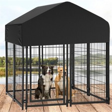 127cm Jumbo Pet Dog Enclosure Run House Strong Animal Crate w/ Waterproof Cover