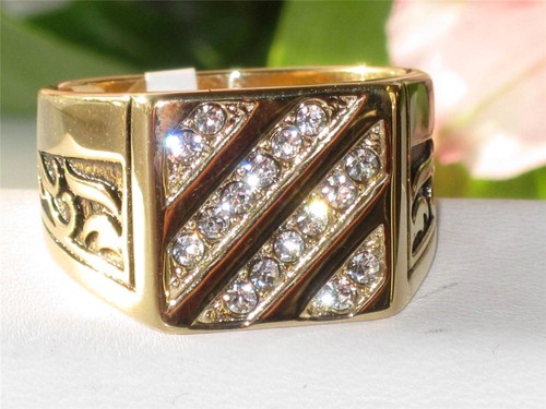 Mens gold ring square - mens,