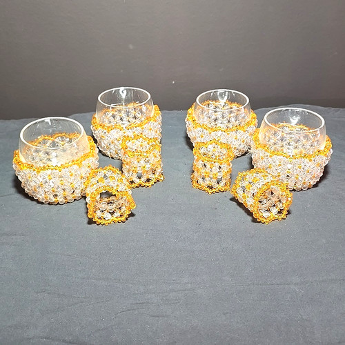 Beaded napkin rings - beaded, gold