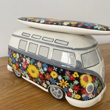 VW Camper Surf Van Flowers Ceramic Money Box 21cm Long Ocuk