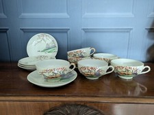 Vintage Japanese Klimax Hand Painted 6 Cups & 5 Saucers Eggshell Fine Porcelain 