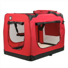 FABRIC PET CARRIER CRATE EXTRA LARGE XL KCT RED PORTABLE FOLDABLE CAT TRAVEL DOG