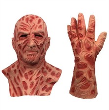 Freddy Krueger Mask+Gloves Horror Halloween Props Adult Bloody Latex Costume