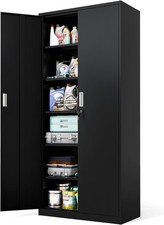 Filing Cabinet Tall Metal Storage Unit Locker 2 Doors 5 Tier Adjustable Shelf