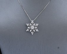 Women Gift Natural Diamond Certified Unique Snowflake Necklace Pendant 14k Gold
