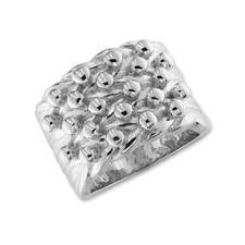 Silver Plated Keepers Ring Heavy 18K Polished Unisex Five Row Stainless Steel 3D