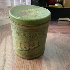 Vintage Golden Leaf Brand Ceylon Tea Tin  Container