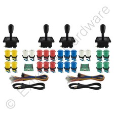 4 Player Arcade Control Kit 4 Bat Top Joysticks 24 Buttons Xin-Mo Mixed Colours