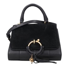SEE BY CHLOE Womens Joan Leather Suede Crossbody Black Top Handle OS RRP 530