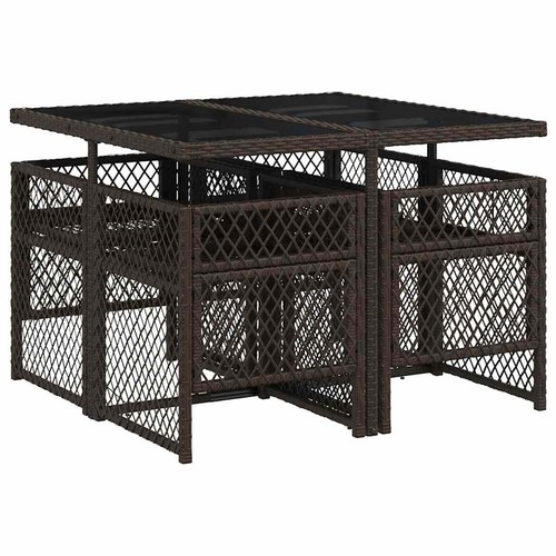 Brown rattan dining table - dining,