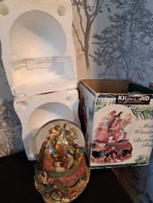 RARE VINTAGE KIRKLAND NATIVITY SCENE MUSICAL GLITTER SNOW GLOBE REVOLVING BASE