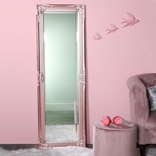 Tall slim rose pink wall mirror shabby vintage chic French ornate bedroom hall