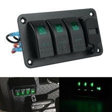 3 Gang Green LED Toggle Rocker