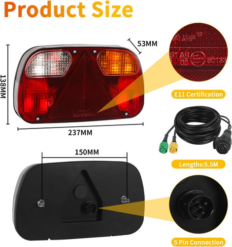 Trailer tail light kit - tail, with