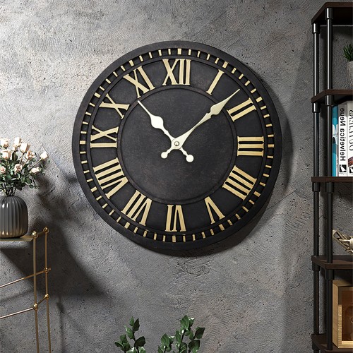 Vintage black resin wall clock - black,