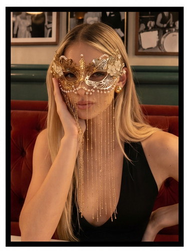 Gold venetian masquerade mask - venetian,