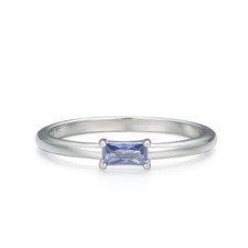 Ladies Solid 925 Sterling Silver Baguette Cut Tanzanite Solitaire Ring K to U