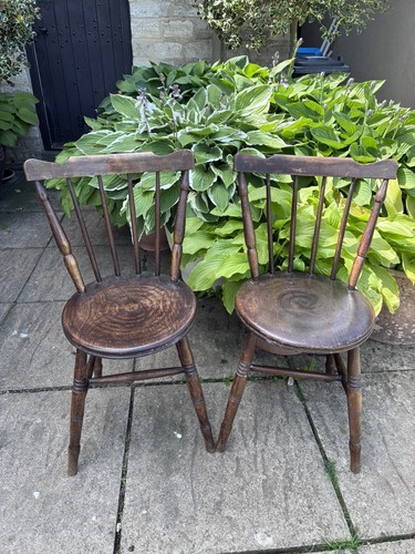 Edwardian oak penny chairs - chairs, (3
