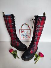 Dr MARTENS tall zip 20 eye boots knee hole tartan black 1B60 High UK3 EU36 US5