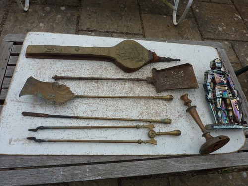 Antique vintage brass fire - brass,