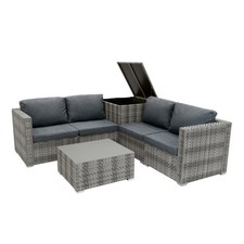 Rattan Garden Corner Furniture Set Outdoor Premium 6 Piece Grey 4
