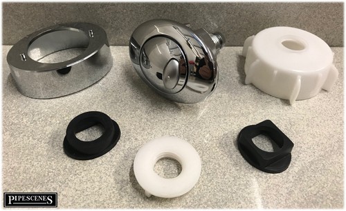 Oval toilet flush - push, button