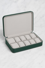Green leather watch box travel - green,