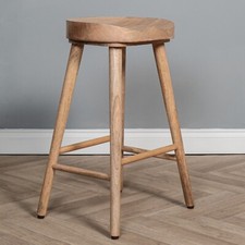 Elm Home And Garden Solid Wooden Breakfast Kitchen Bar Stool Oak Finish Fully As