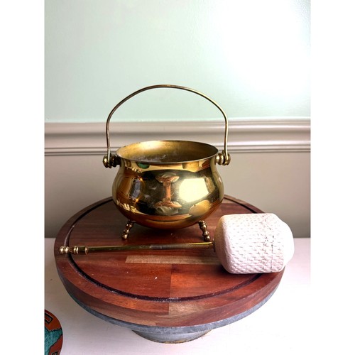 Vintage footed brass - brass, cauldron