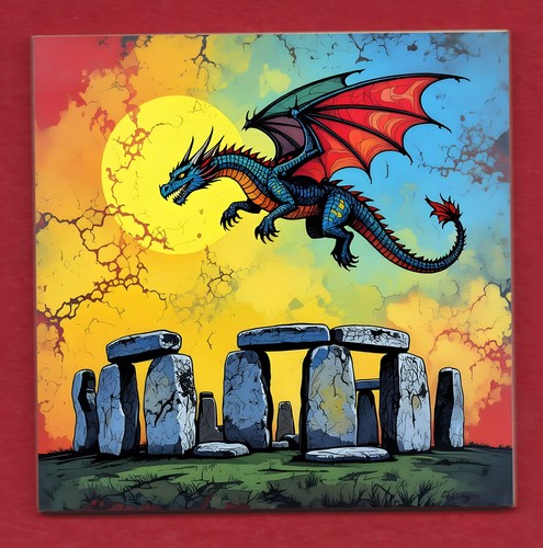 Stonehenge dragon ceramic art - ceramic,