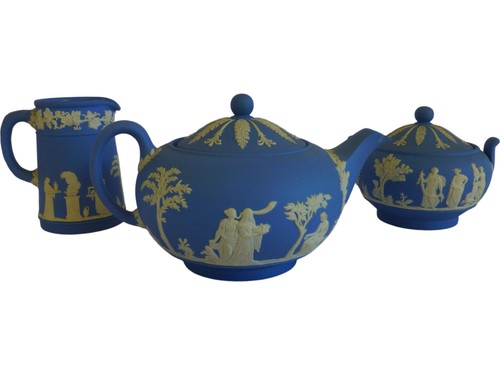 Wedgwood blue jasperware tea - wedgwood,