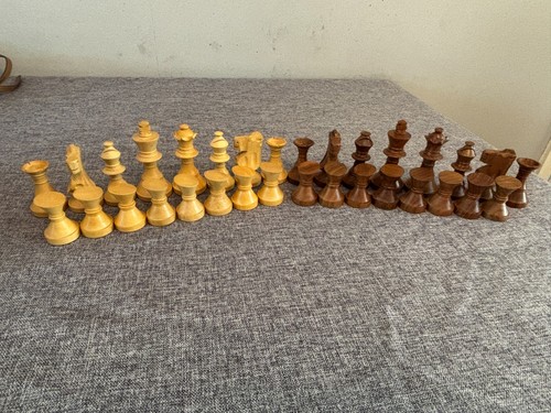 Turned wooden chess set - wooden,