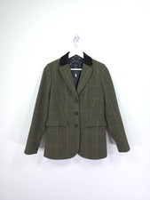 Joules Gillingham Jacket Size 10 Khaki Green Tweed Check Wool Riding Blazer