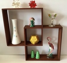 Vintage Interlocking Cube Wall Shelf Mid Century MCM 17” X 17”  Retro Display