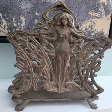 Vintage Brass Art Nouveau Style Letter Rack 6 1/2 inch tall