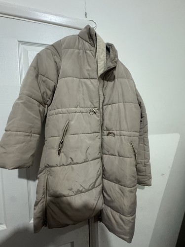 Ladies beige puffer coat - ladies,