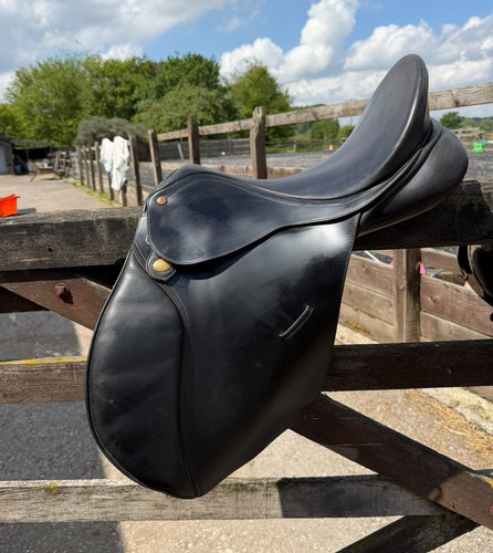 Bates black leather saddle - bates,