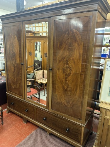 Edwardian double wardrobe with - wardrobe,